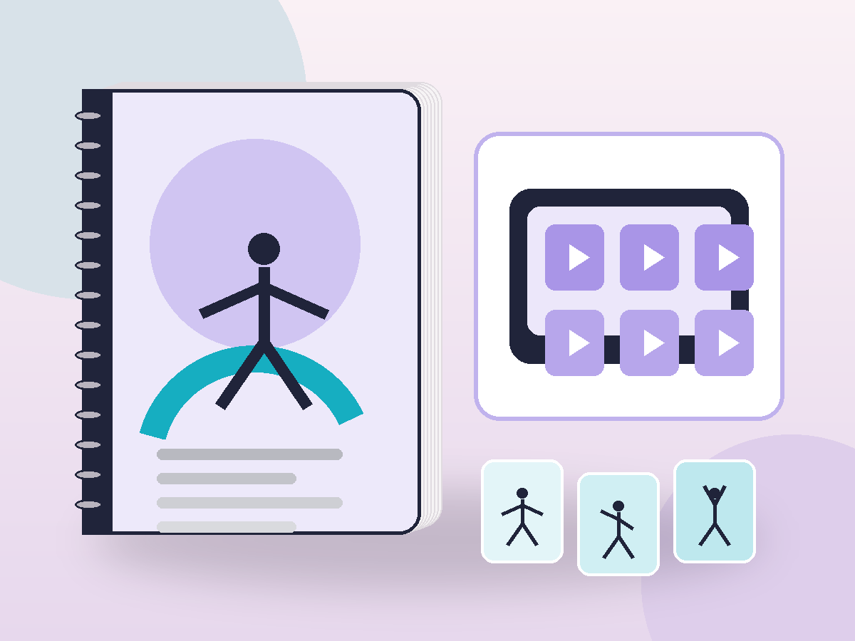 Mockup do bônus Biblioteca de exercícios em vídeo